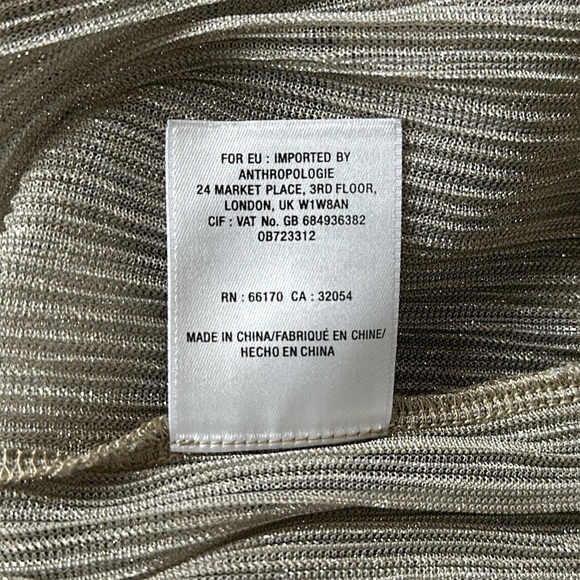 Anthropologie Vanessa Virginia metallic silver v neck flutter sleeve top - Picture 9 of 10